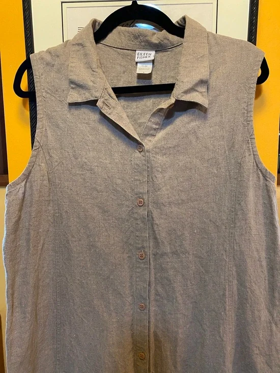 Eileen Fisher Linen Button Down Maxi Dress - Picture 3 of 7